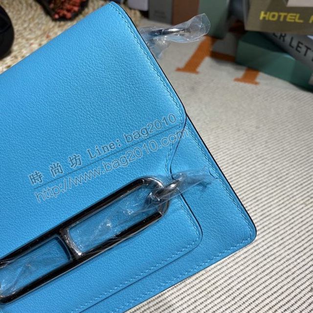 HERMES女包 豬鼻子包 Roulis Evercolor皮 北方藍 愛馬仕百搭款單肩包 愛馬仕斜挎背包  Ama1688